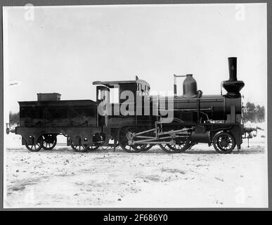 Photo de livraison, Skåne Halande Railway, Shj Lok 4 'Laholm', fabriqué en 1884 par Nohab. En 1896, la locomotive a été vendue aux chemins de fer de l'État et a dû alphabétiser SJ VKBD 489. Il a été mis au rebut en 1915. Banque D'Images