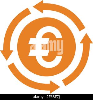 Paiement, flèche, euro chiffre d'affaires icône est isolé sur fond blanc. Illustration vectorielle simple pour la conception graphique et Web ou à des fins commerciales. Illustration de Vecteur