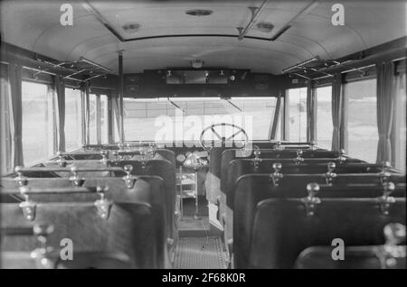 Bus Scania pour Viklund, Gävle. Le corps fabriqué par la société anonyme des ateliers ferroviaires suédois, ASJ. Photo de livraison. Banque D'Images