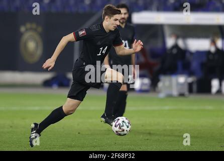 Duisburg, Allemagne. 25 mars 2021. Firo: 25.03.2021 Fuvuball, Soccer: LV§nderspiel équipe nationale WM qualification Allemagne, GER-Islande single action, Florian Neuhaus | usage dans le monde crédit: dpa/Alay Live News Banque D'Images