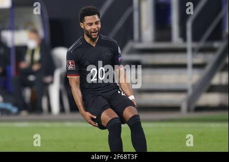 Duisburg, Allemagne. 25 mars 2021. Firo: 25.03.2021 Fuvuball, Soccer: LV§nderspiel équipe nationale WM qualification Allemagne, GER -Island Gesture, Serge Gnarby. | utilisation dans le monde crédit: dpa/Alay Live News Banque D'Images