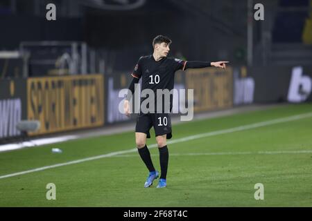 Duisburg, Allemagne. 25 mars 2021. Firo: 25.03.2021 Fuvuball, Soccer: LV§nderspiel équipe nationale WM qualification Allemagne, GER -Island Gesture, Kai Havertz | usage dans le monde crédit: dpa/Alay Live News Banque D'Images