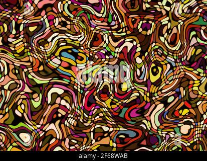 Motif multicolore abstrait peint lignes courbes arrière-plan Banque D'Images