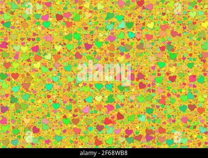 de nombreux petits coeurs peints multicolores de fond Banque D'Images