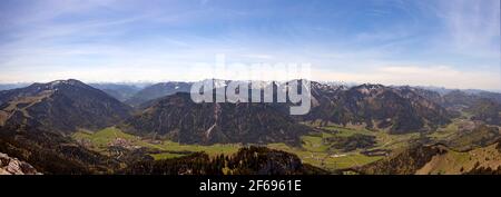 Vue panoramique sur la montagne Wendelstein, Mangfall, en Bavière, Allemagne Banque D'Images