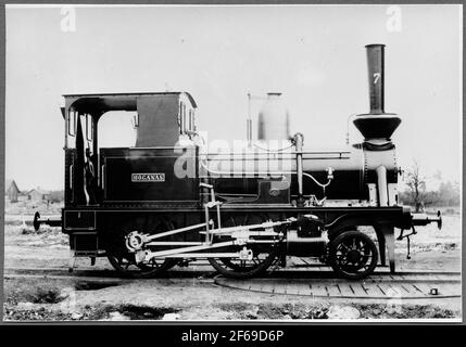 Photo de livraison, Skåne Halande Railway, Shj Lok 7 'Höganäs', fabriqué en 1884 par Nohab. En 1896, la locomotive a été vendue aux chemins de fer de l'État et a dû alphabétiser SJ VKBI 501. Il a été mis au rebut en 1935. Banque D'Images