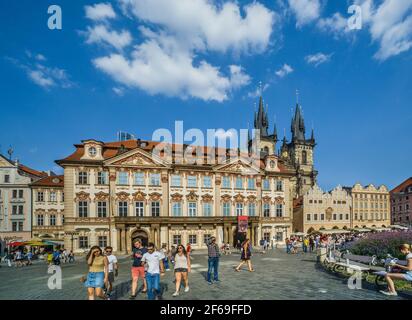 Palais Kinský sur la place de la vieille ville de Prague, capitale de Prague, République tchèque Banque D'Images