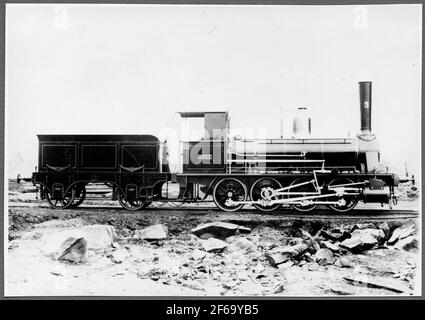 Photo de livraison, Skåne Halande Railway, Shj Lok 3 'Reach', fabriqué en 1883 par Nohab. En 1896, la locomotive a été vendue aux chemins de fer de l'État et a dû alphabétiser SJ VKBH 500. Il a été mis au rebut en 1906. Banque D'Images