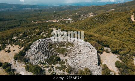 Vue aérienne de Kyaneai Antik Kenti près de Demre en Turquie. Photo de haute qualité Banque D'Images