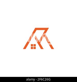 lettre r m simple maison géométrique ligne logo vecteur Illustration de Vecteur