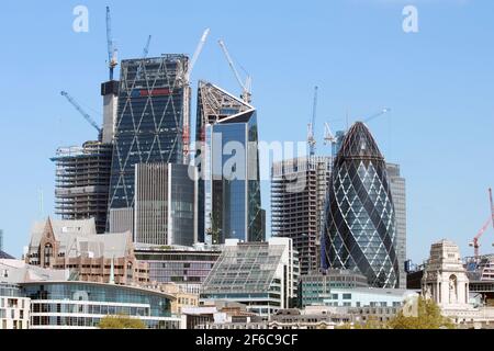 Ville de Londres, Londres, Royaume-Uni - 4 mai 2018 : travaux de construction de bureaux en cours à la City de Londres, l'un des principaux centres financiers du monde Banque D'Images