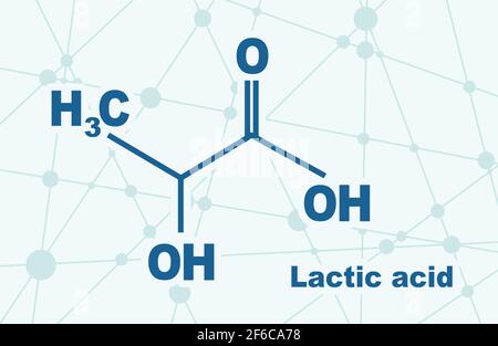 Molécule d'acide lactique. Formule chimique structurelle. Illustration infographique. Arrière-plan connecté lignes et points Illustration de Vecteur