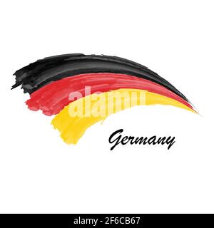 Drapeau de peinture aquarelle de l'Allemagne. Illustration du tracé de la forme du dessin à la main Illustration de Vecteur