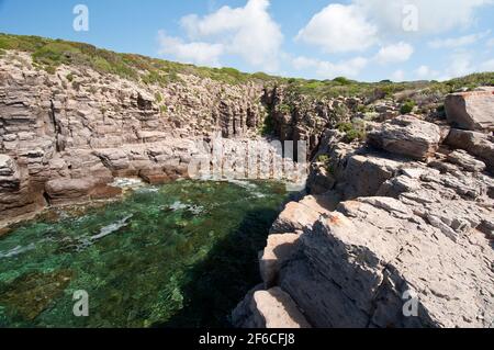 La Conca rocky Inlet, l'île de Carloforte, St Pietro, Carbonia - Iglesias, Sardaigne, Italie, Europe Banque D'Images