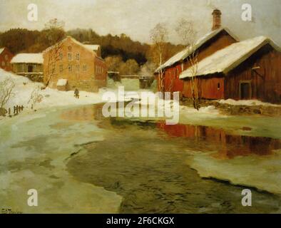 Frits Thaulow - Hiver Banque D'Images