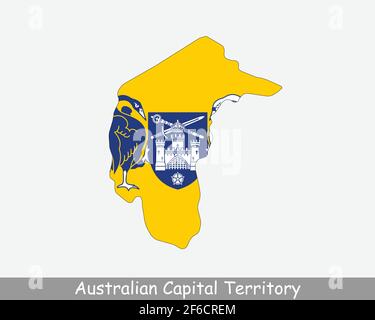 Drapeau carte territoire de la capitale australienne. Carte du territoire de la capitale fédérale, Australie avec drapeau isolé sur fond blanc. Illustration vectorielle. Illustration de Vecteur