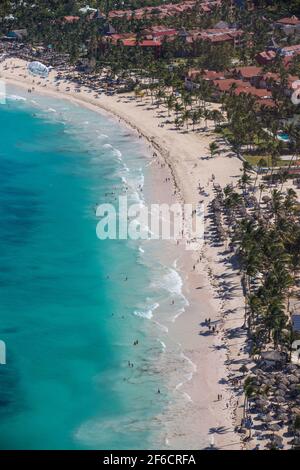 République dominicaine, Punta Cana, vue de la plage de Bavaro Banque D'Images