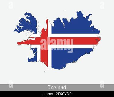 Drapeau carte Islande. Carte de l'Islande avec le drapeau national islandais isolé sur fond blanc. Illustration vectorielle. Illustration de Vecteur