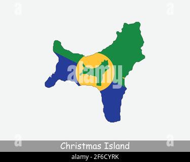 Drapeau de carte de l'île Christmas. Carte de l'île Christmas drapeau australien isolé sur fond blanc. Territoire australien de l'océan Indien. Territoire externe Illustration de Vecteur