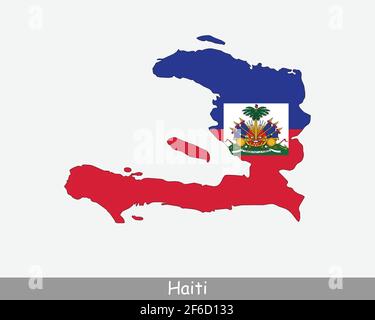 Drapeau de carte d'Haïti. Carte de la République d'Haïti avec le drapeau national haïtien isolé sur fond blanc. Illustration vectorielle. Illustration de Vecteur