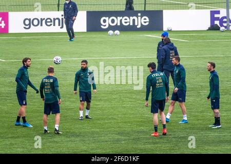L'équipe de football de l'Italie pendant l'entraînement avant le match de qualification de la coupe du monde Lituanie - Italie, Qatar 2022 Banque D'Images