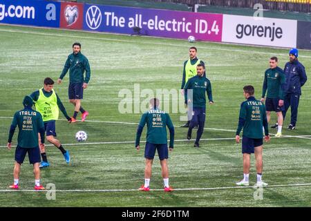 L'équipe de football de l'Italie pendant l'entraînement avant le match de qualification de la coupe du monde Lituanie - Italie, Qatar 2022 Banque D'Images