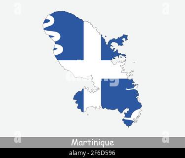 Drapeau carte Martinique. Carte de la Martinique avec drapeau isolé sur fond blanc. Département d'outre-mer, région et collectivité territoriale unique de Fran Illustration de Vecteur