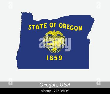 Indicateur de carte de l'Oregon. Carte de L'OR, États-Unis avec le drapeau d'état isolé sur un fond blanc. États-Unis, Amérique, Amérique, États-Unis d'Amérique, États-Unis Sta Illustration de Vecteur