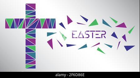 Moderne Low Poly Pâques Cross Vector coloré Christian Celebration Holiday Modèle de bannière de carte de Pâque Illustration vectorielle modifiable Croix abstraite Illustration de Vecteur