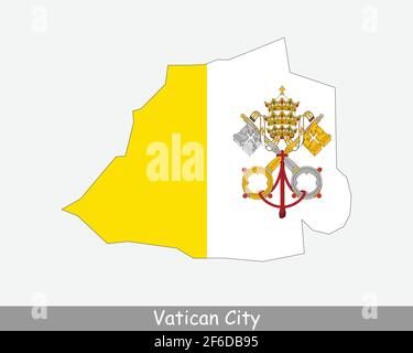 Carte du drapeau de la Cité du Vatican. Carte de l'État de la Cité du Vatican avec drapeau national isolé sur fond blanc. Illustration vectorielle. Illustration de Vecteur