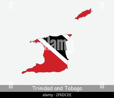 Carte du drapeau de Trinité-et-Tobago. Carte de la République de Trinité-et-Tobago avec drapeau national isolé sur fond blanc. Illustration vectorielle. Illustration de Vecteur