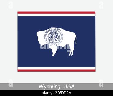 Drapeau de carte Wyoming. Carte de WY, États-Unis avec le drapeau d'état isolé sur fond blanc. États-Unis, Amérique, Amérique, États-Unis d'Amérique, US St Illustration de Vecteur