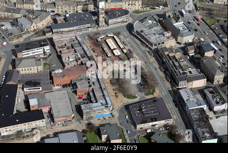 Vue aérienne du centre-ville de Shipley, près de Bradford, West Yorkshire Banque D'Images