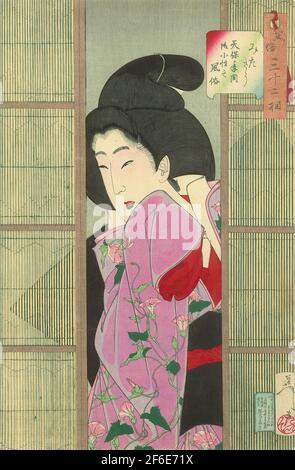 Tsukioka Yoshitoshi (1839-1892) - recherche curieux Fuzoku Sanjuniso 1888 Banque D'Images