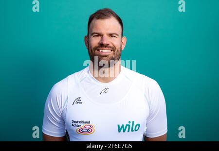 Dortmund, Allemagne. 31 mars 2021. Aviron: Journée des médias Allemagne huit: Maximilian Planer, rameur des quatre sans-coxless. Credit: Bernd Thissen/dpa/Alay Live News Banque D'Images