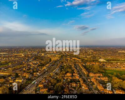 Vue aérienne de York, horizon du Royaume-Uni, vue sud-ouest avec York Minster au centre. Banque D'Images