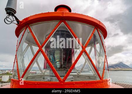 Akranes, Islande. 27 mai 2015. Le phare d'Akranes (Akranesviti) est situé à Akranes, dans la région de Vesturland, en Islande. Banque D'Images