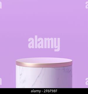 podium en marbre blanc avec dessus doré. rendu 3d Banque D'Images