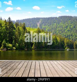 Lac Moraine Grosser Arbersee dans le parc national de la forêt bavaroise. Allemagne. Banque D'Images