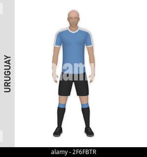 Maquette de joueur de football réaliste 3D. Modèle de kit d'équipe de football Illustration de Vecteur