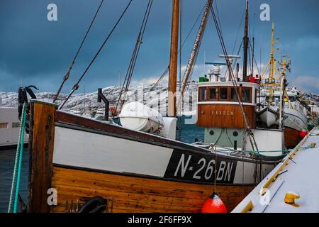 La flotte de pêche amarré à Bodo, Norvège Banque D'Images