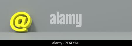 Symbole arobas sur fond gris - rendu 3D Banque D'Images