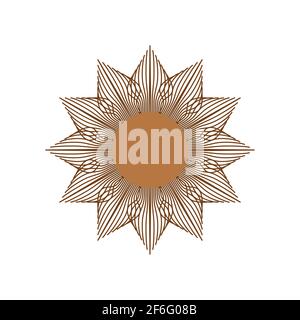 Magic concept, soleil vintage avec visage, or, tendance beige, gravure stylisée. Illustration pour l'astrologie, conception de boho, symboles païens pour fortune tel Illustration de Vecteur