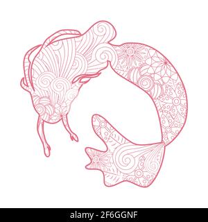 Belle sirène en style zentangle, queue de sirène à motifs, livre de coloriage anti stress pour adultes Illustration de Vecteur