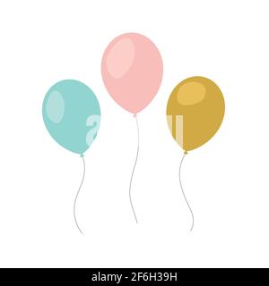 Bouquet de ballons en cartoon style plat isolé sur fond blanc. Vector set Illustration de Vecteur