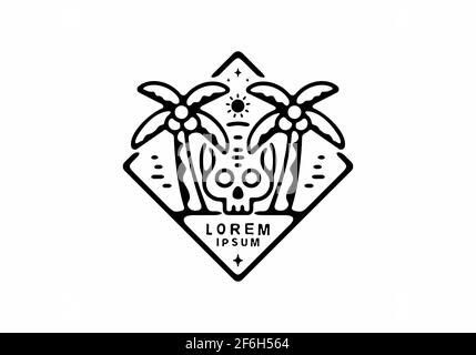 Motif artistique en ligne crâne et noix de coco Illustration de Vecteur