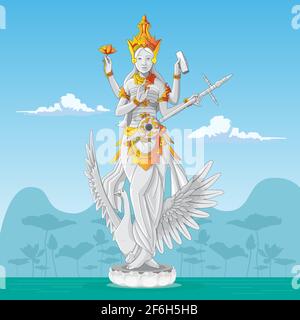 statue de saraswati - la déesse hindoue de l'illustration vectorielle de la connaissance Illustration de Vecteur