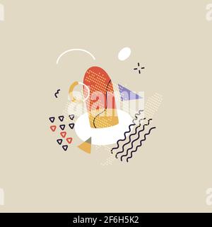 Motif géométrique amusant avec des formes sur fond beige Illustration de Vecteur