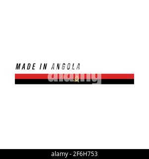 Fabriqué en Angola, badge ou étiquette avec drapeau isolé sur fond blanc Illustration de Vecteur