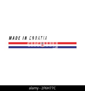 Fabriqué en Croatie, badge ou étiquette avec drapeau isolé sur fond blanc Illustration de Vecteur